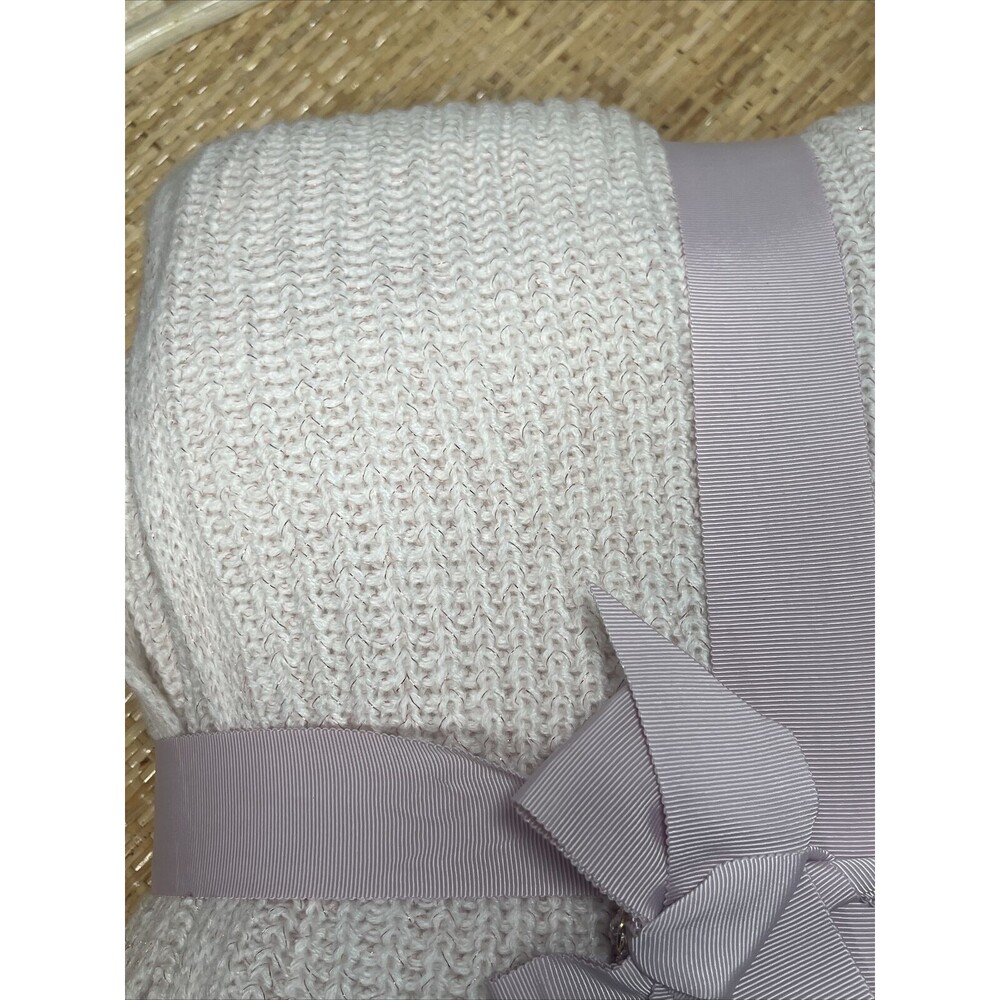 Rachel Parcell Pink With Matallic Thread Ribbed Throw Blanket New - Picture 3 of 6